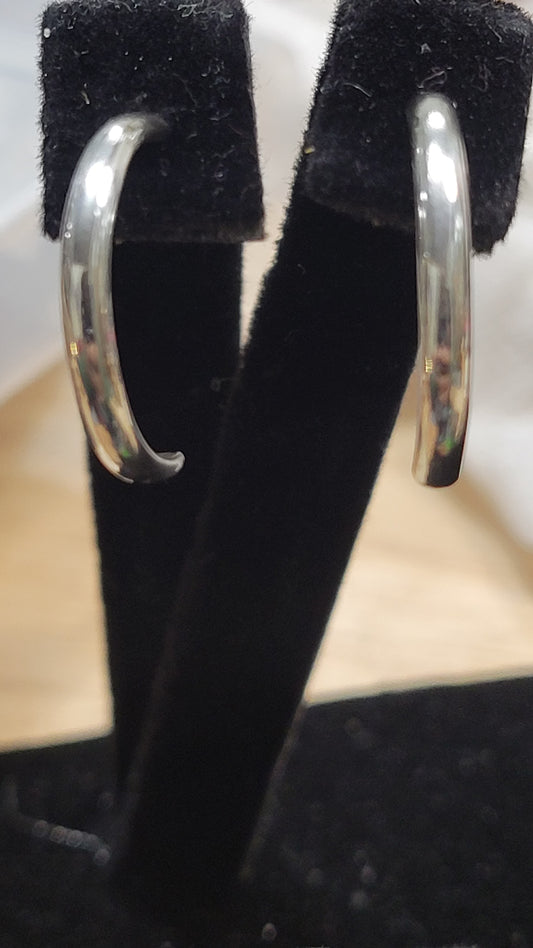 Silver half hoop earrings