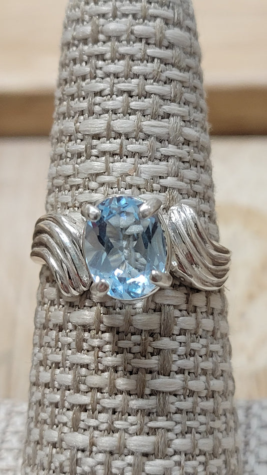 Blue Aquamarine swirls ring